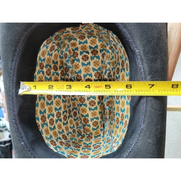 VTG UNITED HATTERS CAP & MILLINERY Black Suede COWBOY HAT SZ XL Colorful Band - Picture 11 of 12